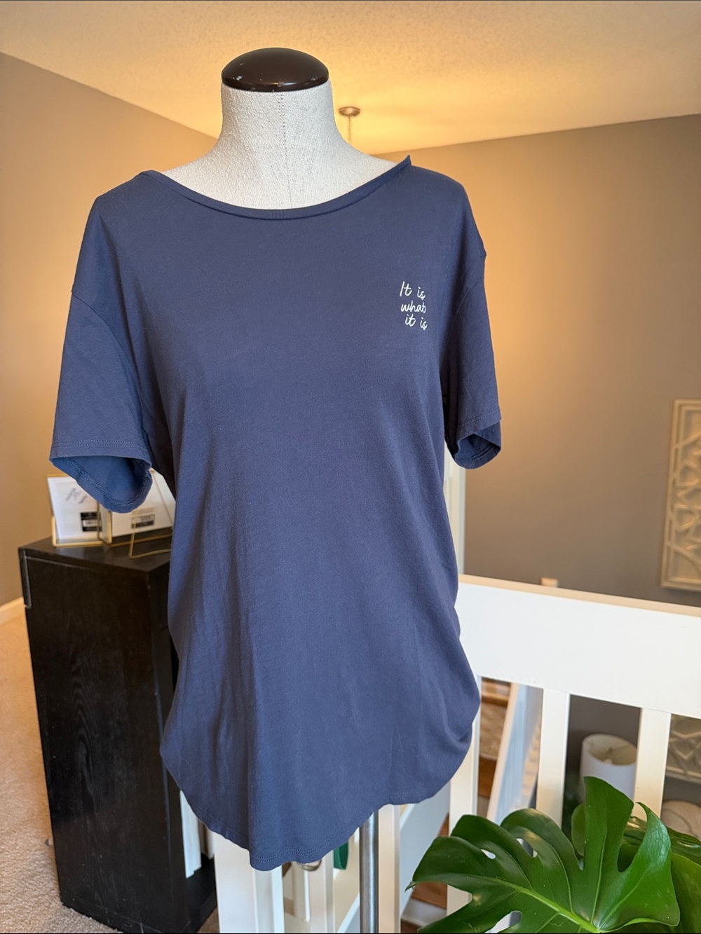 Anthropologie Navy Blue Graphic “It Is What It Is” Tee